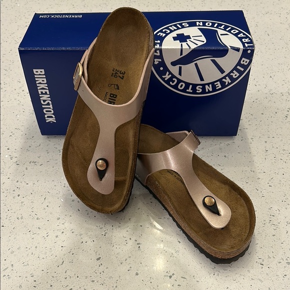Birkenstock Gizeh Metallic Birko-Flor Thong Sandal - Picture 1 of 6